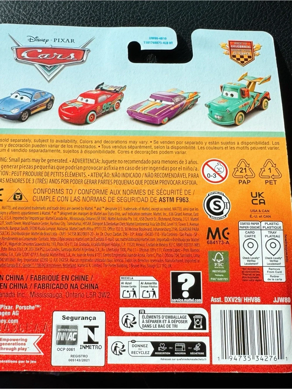 Disney Pixar Cars Race to Celebrate Fillmore Diecast Vehicle Toy Car Mattel